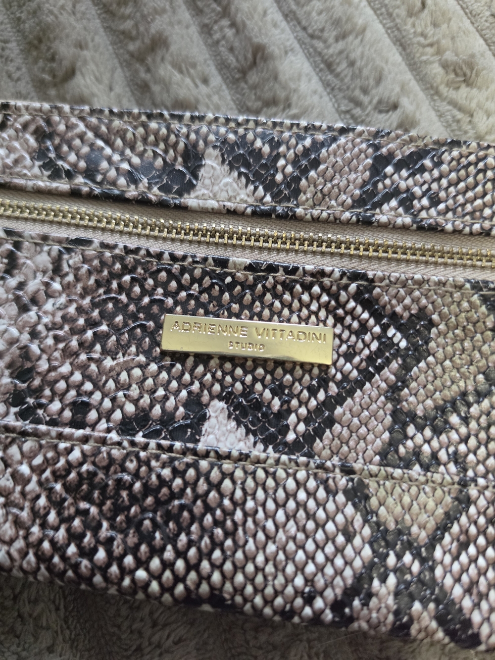 Adrienne Vittadini Snake-Print Crossbody Bag in Beige - P3 Wristlet